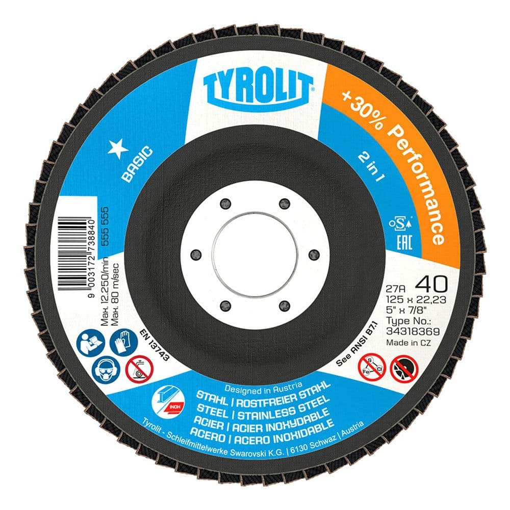 DISCO LÁMINAS 27CLA Ø125 x 22,23 mm, GRANO 40