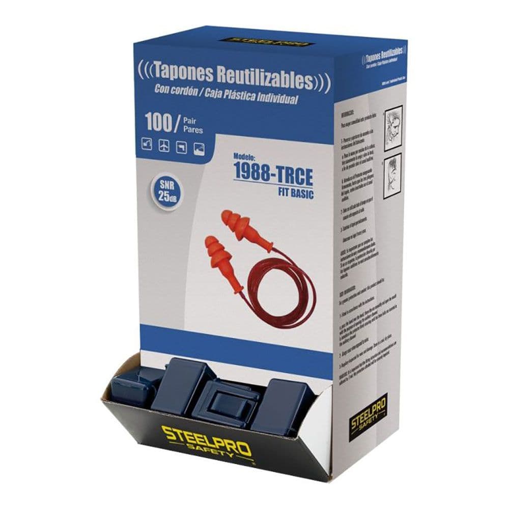 EXPOSITOR 100U TAPON AUDITIVO FIT BASIC REUTILIZABLE CON CORDÓN SNR 25 dB CON CAJITA DE ALMACENAMIENTO. 1988TRCEN/U
