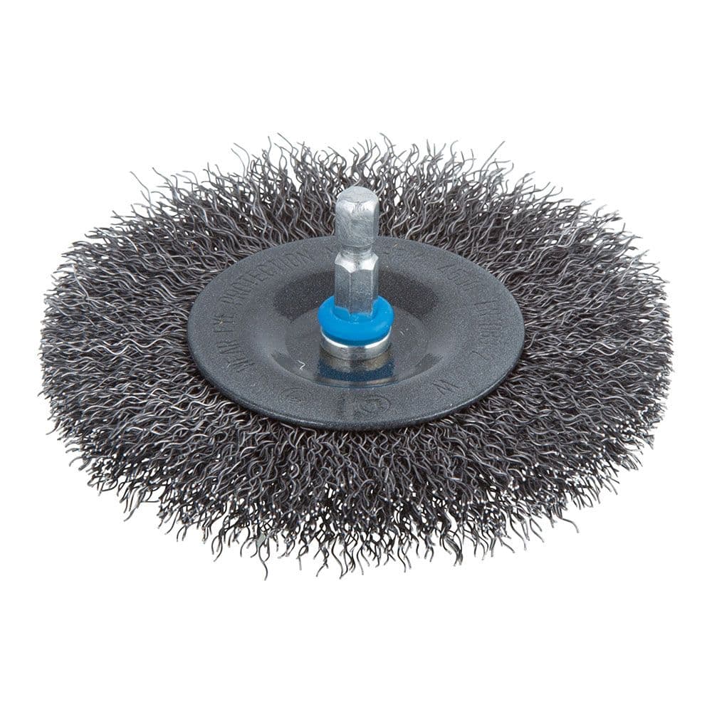 CEPILLO DE DISCO DE ALAMBRE DE ACERO VÁSTAGO HEXAGONAL Ø100 x 10 mm