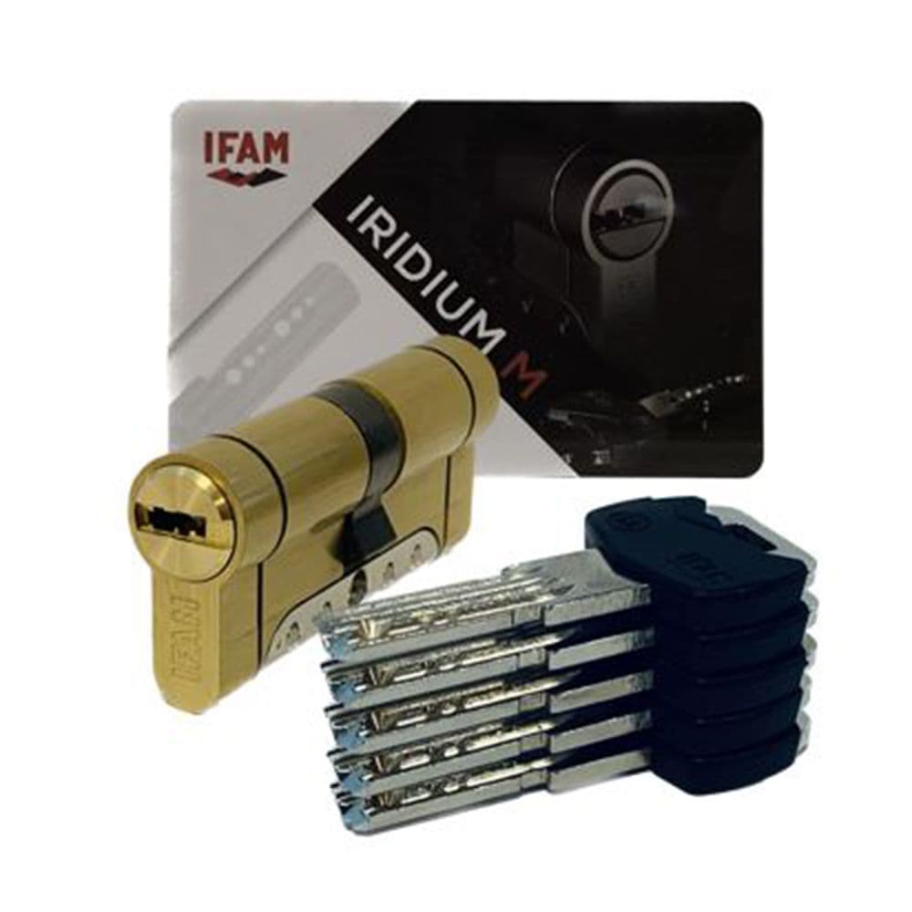 CILINDRO IRIDIUM M IRM3030LC LATÓN 60mm (30+30mm) LEVA CORTA 13mm. CON 5 LLAVES DE SEGURIDAD. IFAM