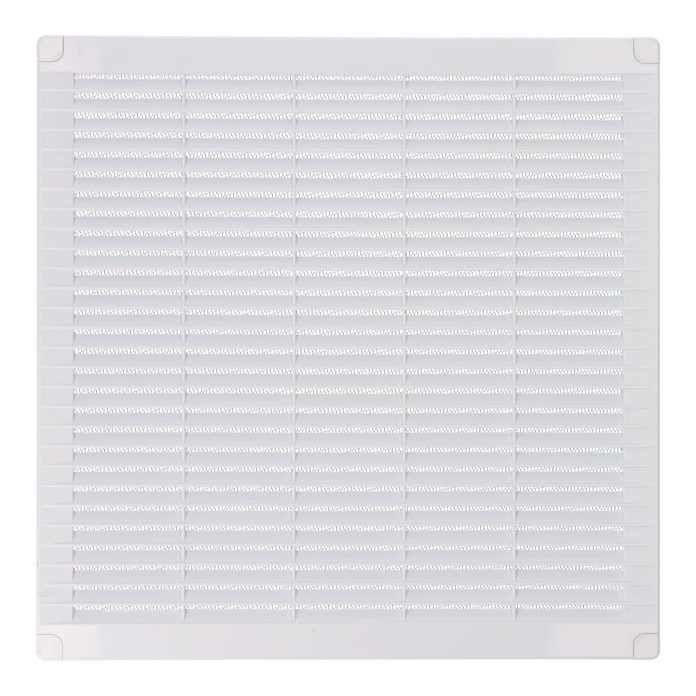 REJILLA VENTILACIÓN CUADRADA CON TAPONES Y MOSQUITERA 300x300x7mm ABS BLANCA