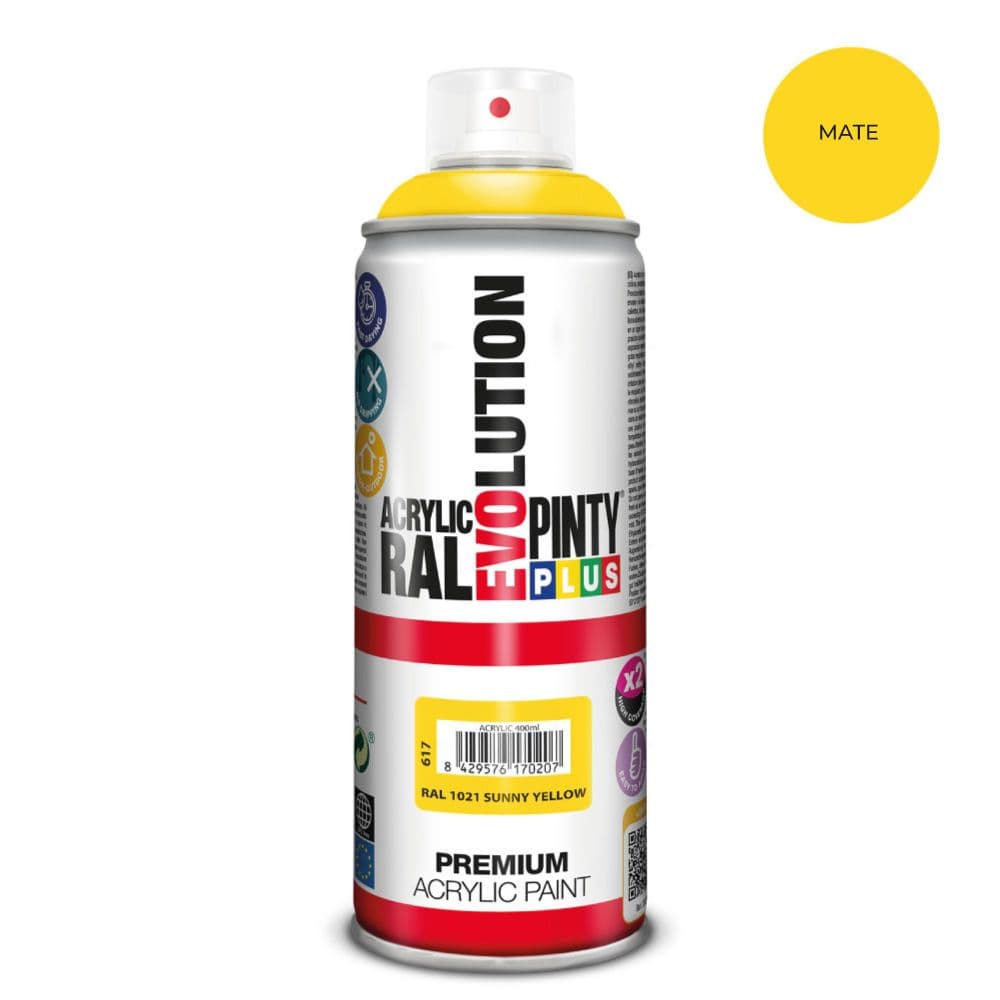 PINTURA ACRÍLICA SPRAY EVOLUTION 520 cc RAL 1021 MATT SUNNY YELLOW 300 g