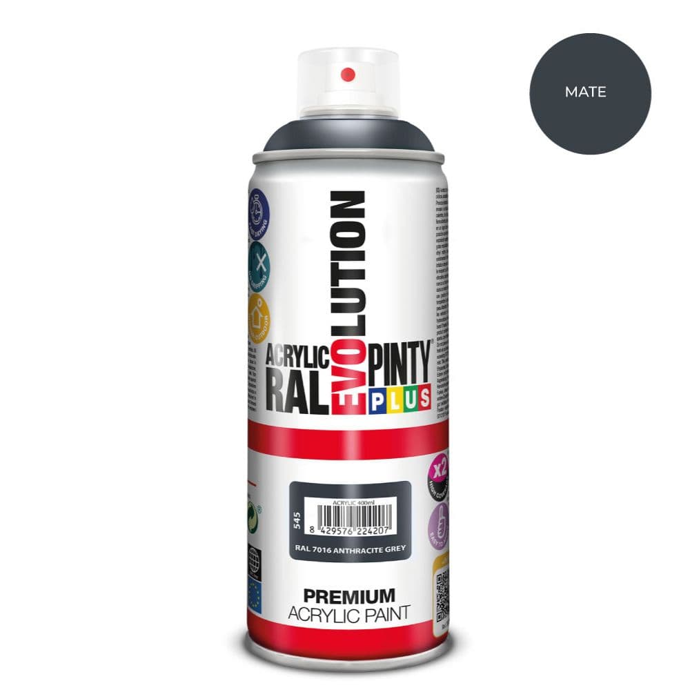 PINTURA ACRÍLICA SPRAY EVOLUTION 520 cc RAL 7016 MATT ANTHRACITE GREY 300 g
