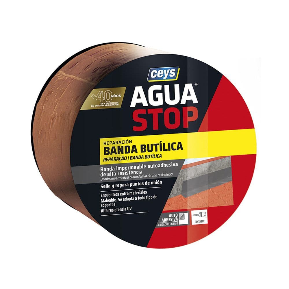 AGUASTOP BANDA IMPERMEABLE BUTILO COLOR TEJA 10 cm x 10 m