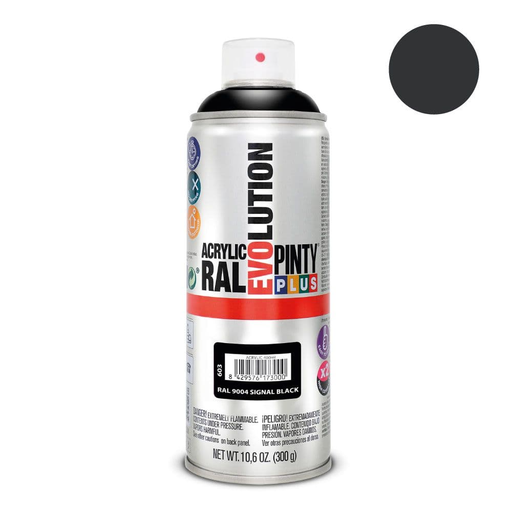 PINTURA ACRÍLICA SPRAY EVOLUTION 520 cc RAL 9004 SIGNAL BLACK 300 g