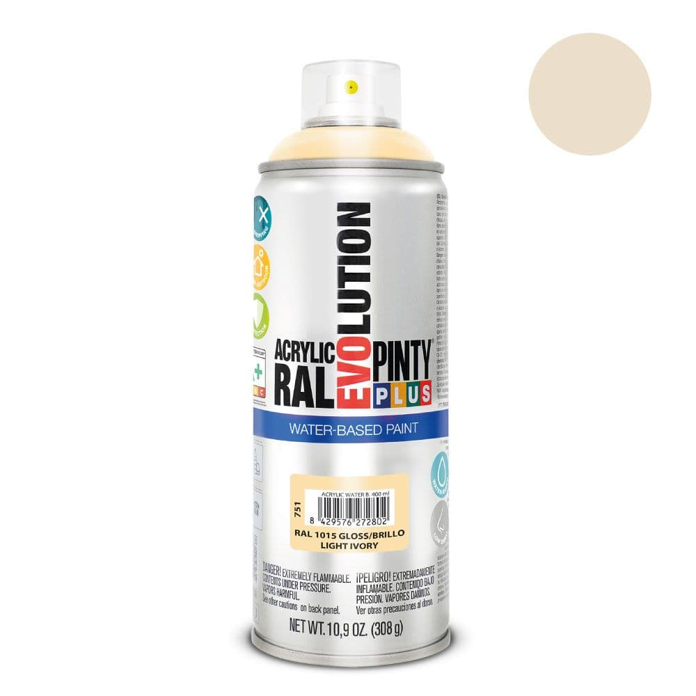 PINTURA ACRÍLICA SPRAY EVOLUTION WATER-BASED 520 cc RAL 1015 MARFIL CLARO