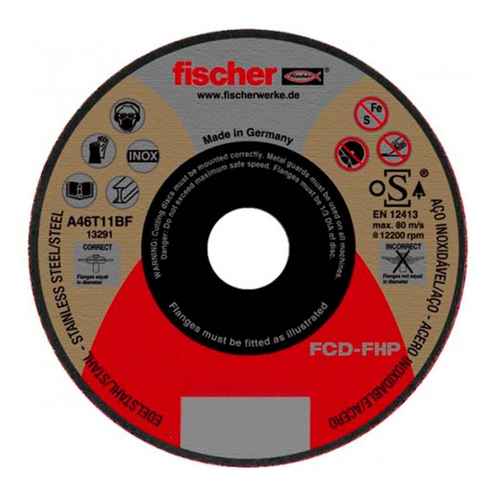 DISCO CORTE FCD FISCHER HIGH PERFORMANCE ACERO INOX Ø115 x 1,0 x 22,23 mm