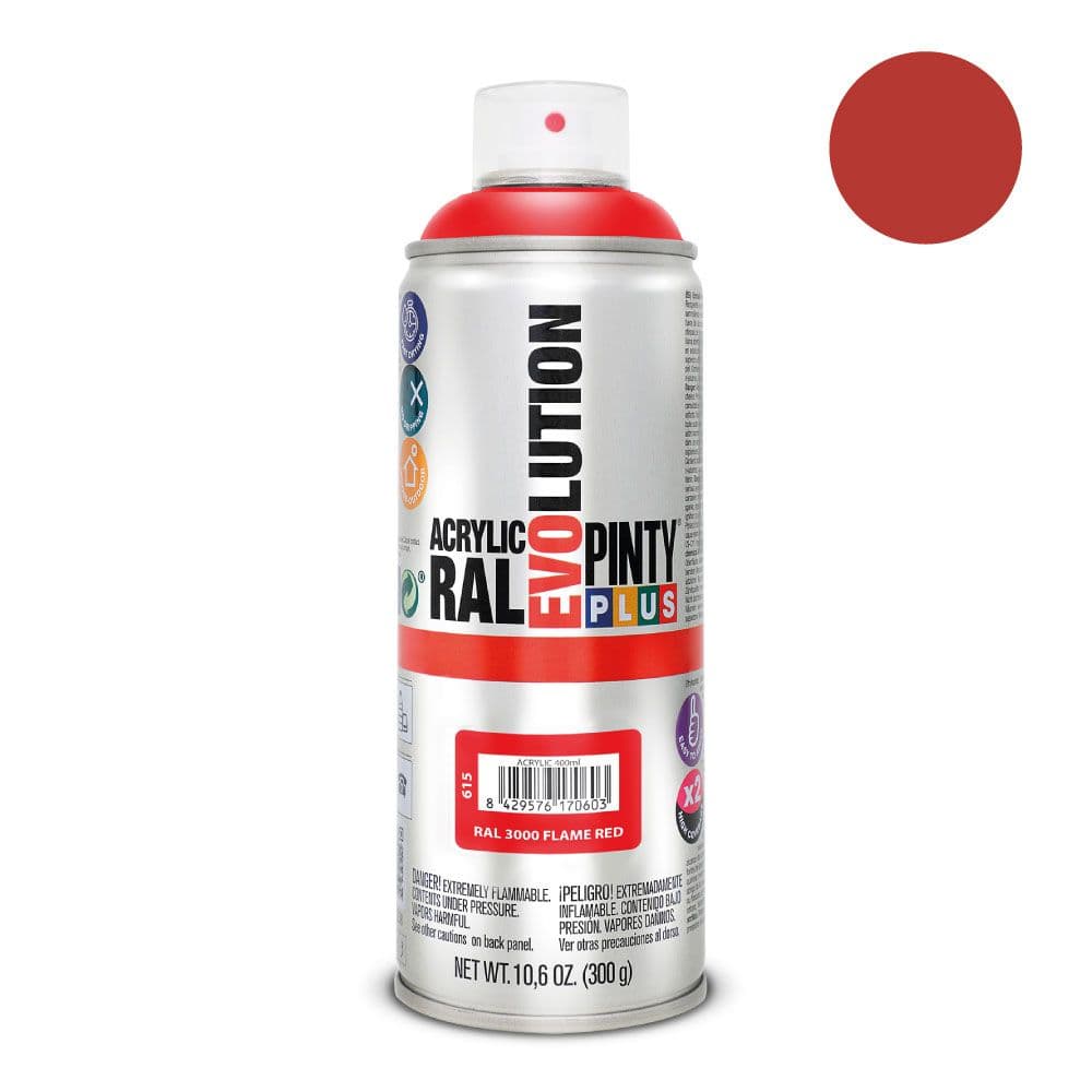 PINTURA ACRÍLICA SPRAY EVOLUTION 520 cc RAL 3000 FLAME RED 300 g