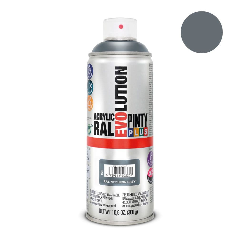 PINTURA ACRÍLICA SPRAY EVOLUTION 520 cc RAL 7011 IRON GREY 300 g