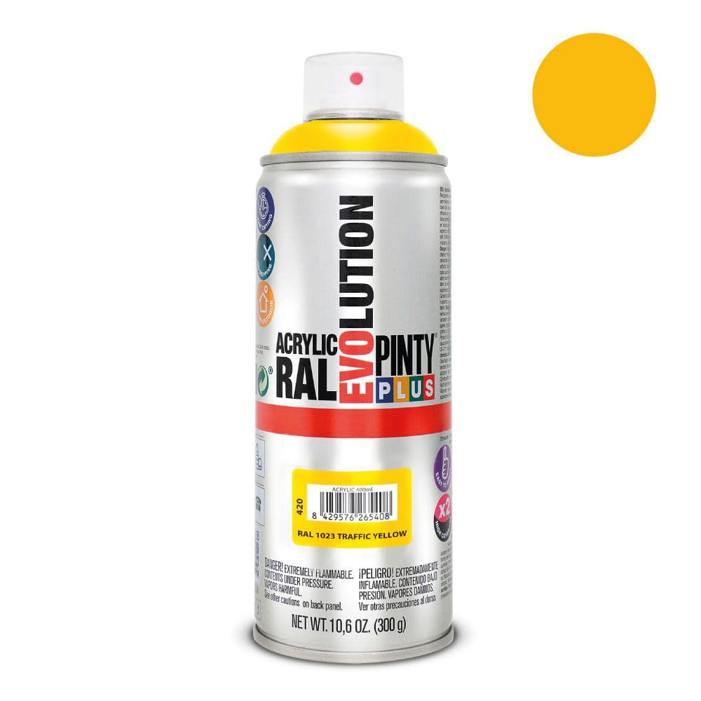 PINTURA ACRÍLICA SPRAY EVOLUTION 520 cc RAL 1023 TRAFFIC YELLOW 300 g
