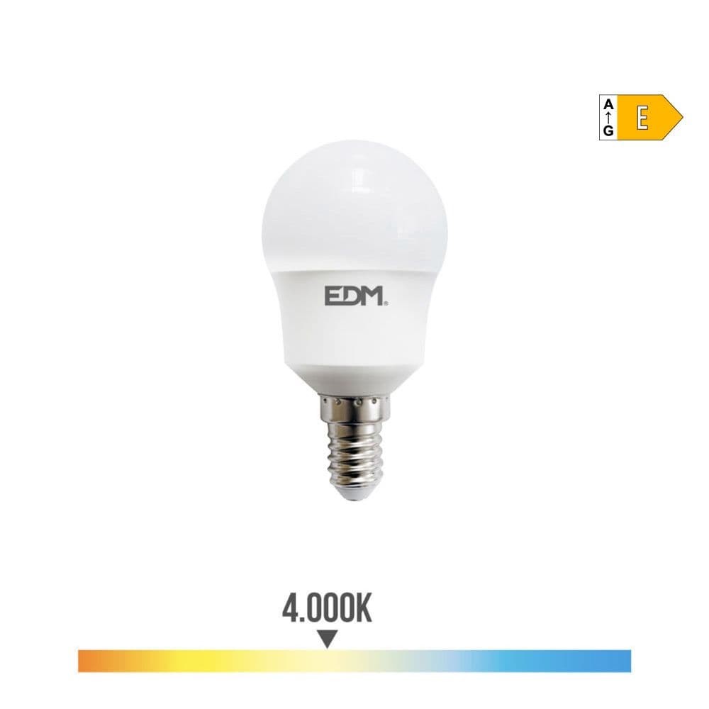 BOMBILLA ESFERICA LED E14 8,5 w 950 lm 4000 k LUZ DIA Ø4,5 x 8,8 cm