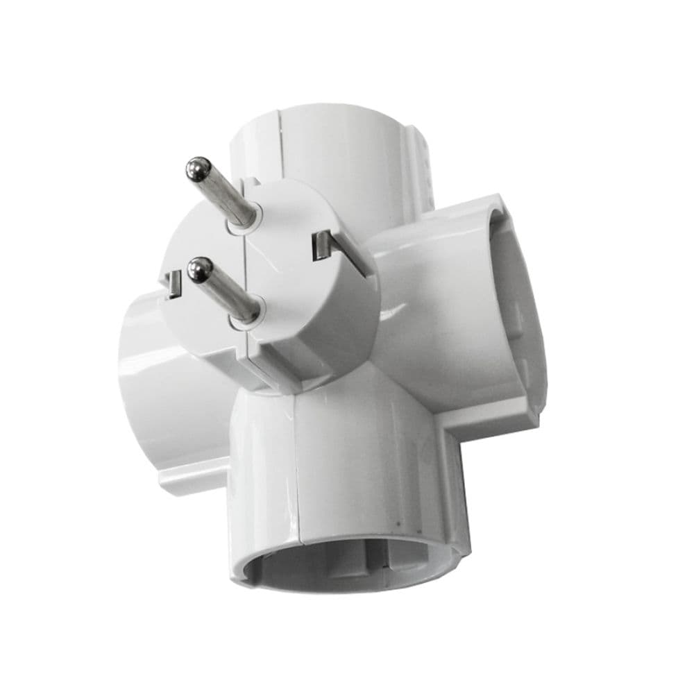 CLAVIJA 4 TOMAS T/TL SALIDAS LATERALES 4,8mm 16A 250V BLANCA (ENVASADA)