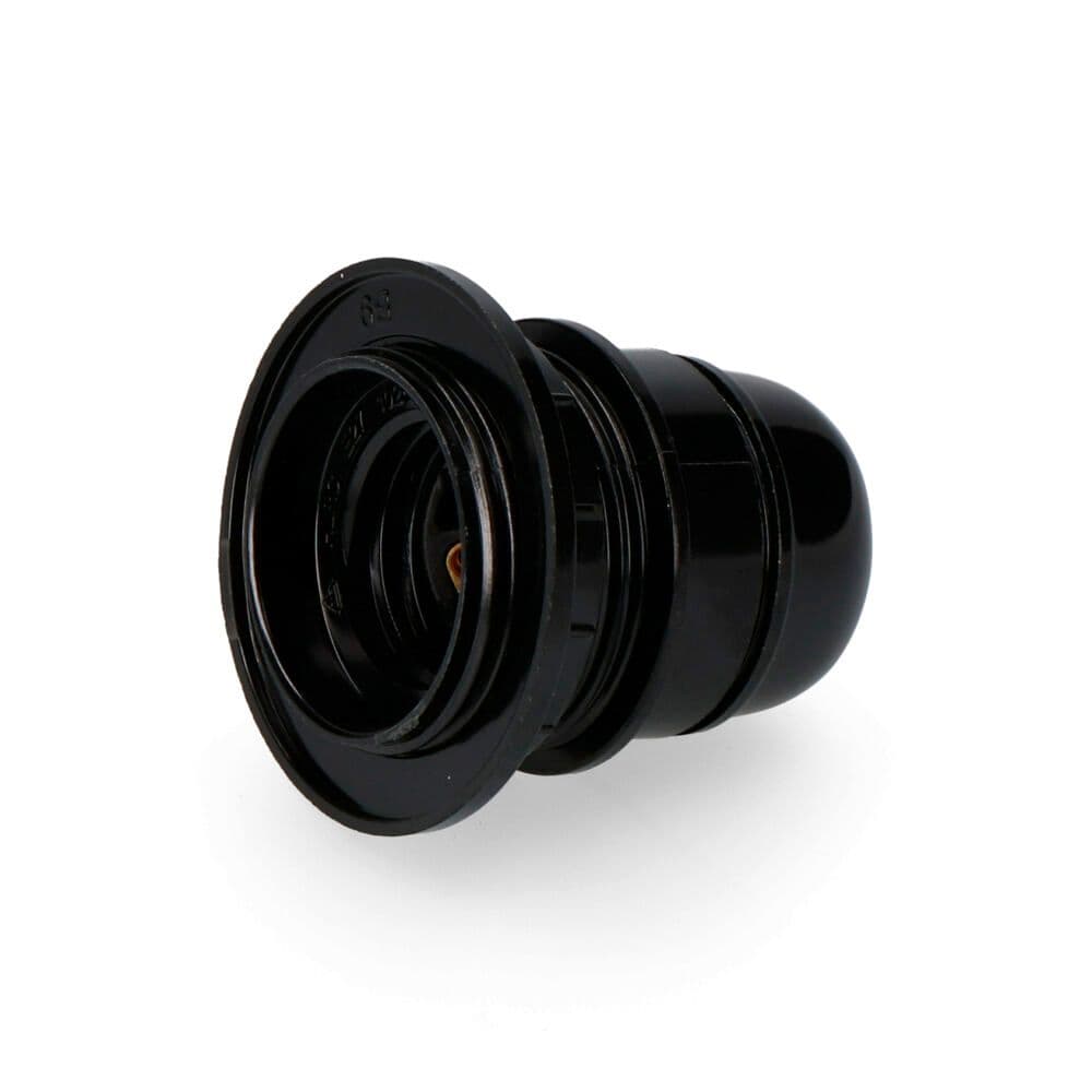 PORTALÁMPARAS SEMIROSCADO + ARANDELA E-27 NEGRO (ENVASADO)