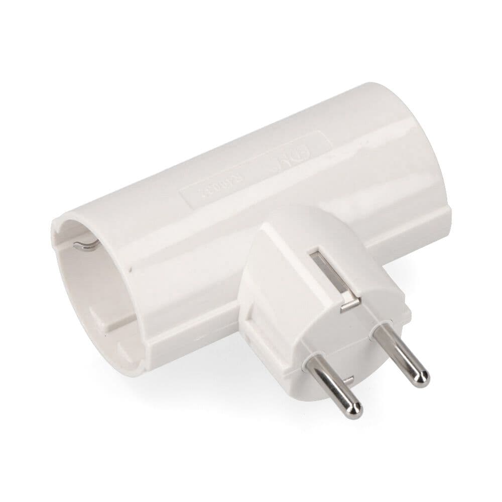 ADAPTADOR DOBLE 2P+T, 16A 250V~ , BLANCO (RETRACTILADO)