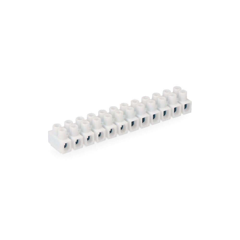 REGLETA DE CONEXION DE 2.5 mm A 4 mm , 12 CONECTORES, HOMOLOGADA, BLANCA (RETRACTILADA)