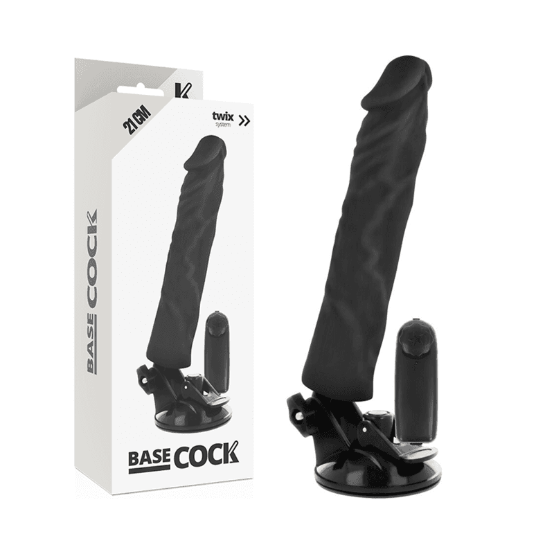 BASECOCK - VIBRADOR REALÍSTICO CONTROL REMOTO NEGRO 21 CM -O- 4 CM