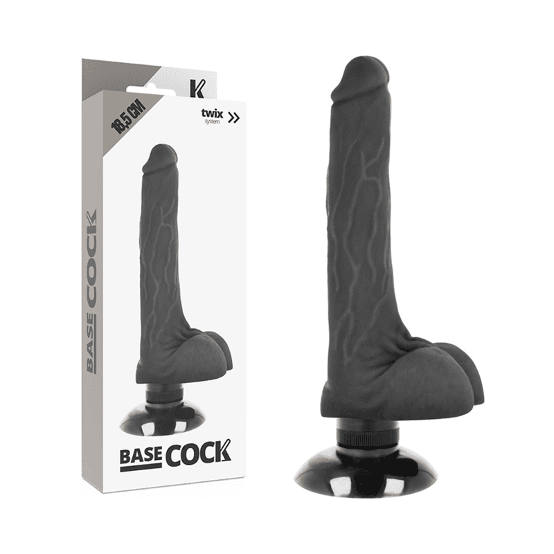 BASECOCK - VIBRADOR REALÍSTICO 2-1 NEGRO 18.5 CM -O- 4 CM