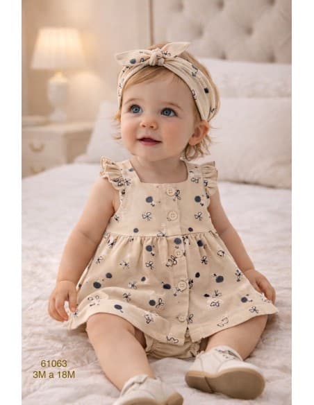 VESTIDO Y BRAGA BEBE NIÑA CON CINTA 622061063