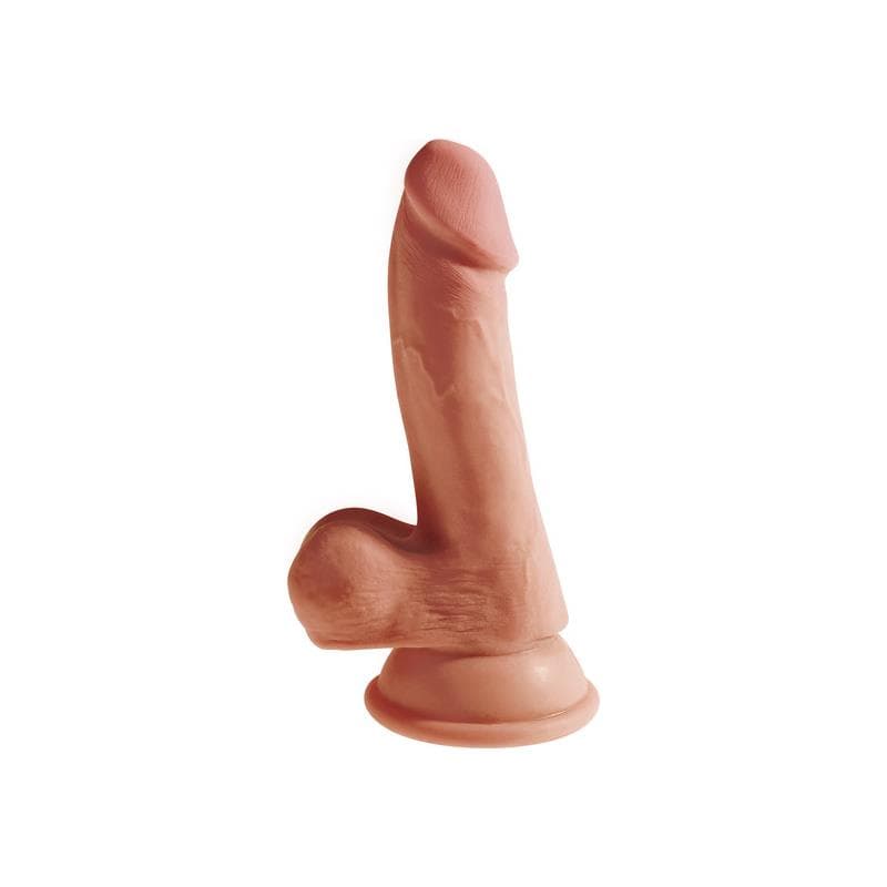 Dildo Triple Densidad con Testículos 6.5 Caramelo