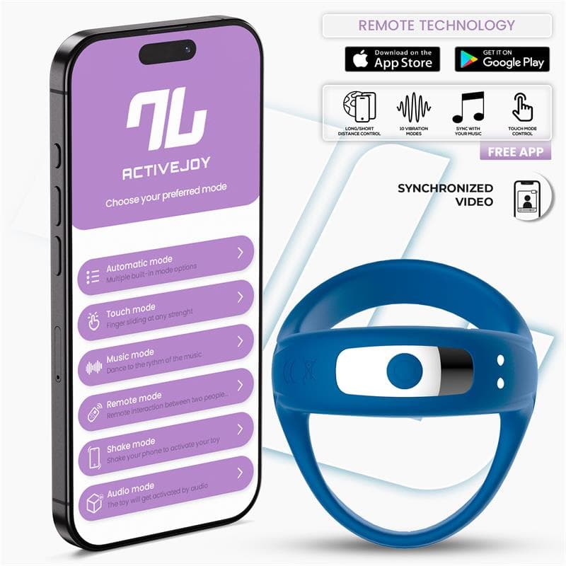 Rank Anillo Vibrador con App Azul